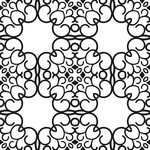 Vector classic ornamental black and white pattern. Seamless abstract background with repeating elements — Stock Vector