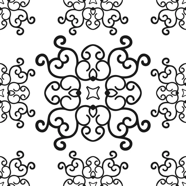 Vector classic ornamental black and white pattern. Seamless abstract background with repeating elements — Stock Vector