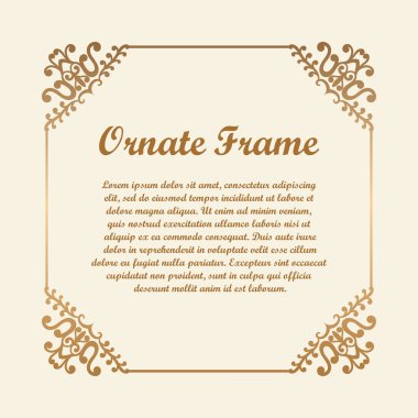 Vektör tasarımı için dekoratif unsur. Metin için yer çerçeve şablonu. Güzel çiçek süs sınır. Dantel dekor. Zarif sanat için doğum günü ve düğün davetiye, tebrik kartı. Süslü köşe.