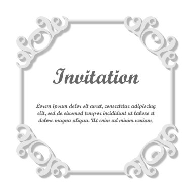 Vektör tasarımı için dekoratif unsur. Metin için yer çerçeve şablonu. Güzel çiçek sınır. Dantel dekor. Zarif sanat için doğum günü ve düğün davetiye, tebrik kartı.