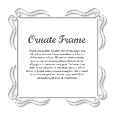 Vektör tasarımı için dekoratif unsur. Metin için yer çerçeve şablonu. Güzel çiçek sınır. Dantel dekor. Zarif sanat için doğum günü ve düğün davetiye, tebrik kartı.