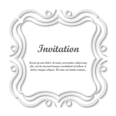 Vektör tasarımı için dekoratif unsur. Metin için yer çerçeve şablonu. Güzel çiçek sınır. Dantel dekor. Zarif sanat için doğum günü ve düğün davetiye, tebrik kartı.