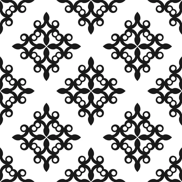 Векторний класичний декоративний чорно-білий візерунок. Безшовний абстрактний фон з повторюваними елементами — стоковий вектор