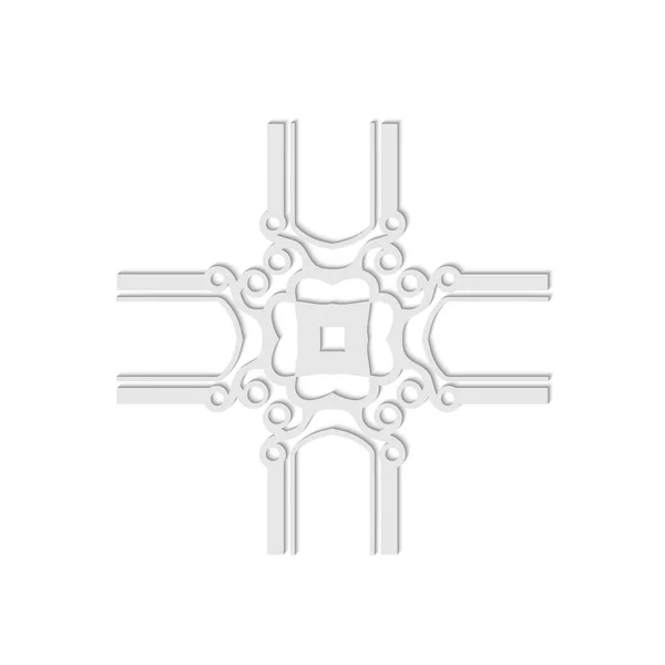 Logotipo cinza ornamental de luxo, flor estilizar geométrico. Sinal geométrico simples . —  Vetores de Stock
