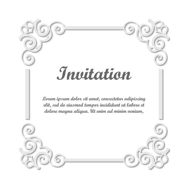 Élément décoratif vectoriel pour le design. Modèle de cadre avec place pour le texte. Bord ornemental floral fin. Décor en dentelle. Art élégant pour anniversaire et carte de voeux, invitation de mariage. Coins décorés . — Image vectorielle