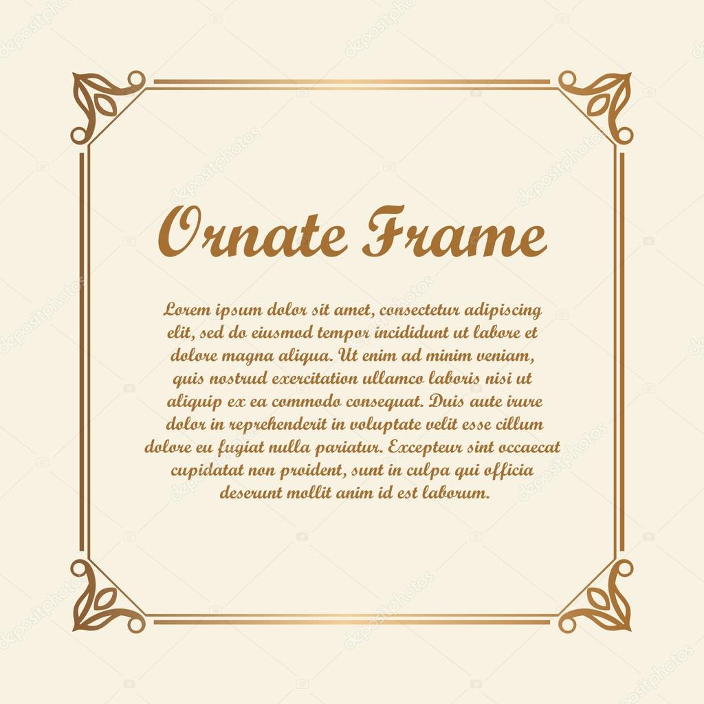 Vector decorative element for design. Frame template with place for text. Fine floral ornamental border. Lace decor. Elegant art for birthday and greeting card, wedding invitation. Ornate corners.