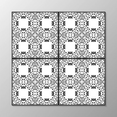 Dikişsiz soyut süs siyah-beyaz desen. Vektör çizim