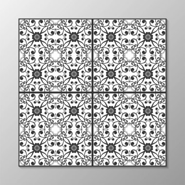 Dikişsiz soyut süs siyah-beyaz desen. Vektör çizim