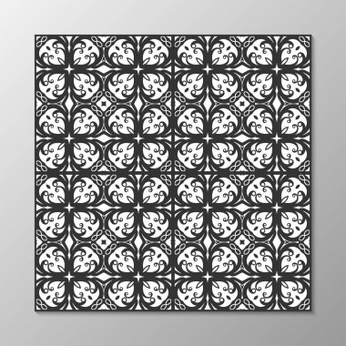 Dikişsiz soyut süs siyah-beyaz desen. Vektör çizim