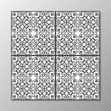 Dikişsiz soyut süs siyah-beyaz desen. Vektör çizim