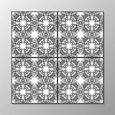 Dikişsiz soyut süs siyah-beyaz desen. Vektör çizim