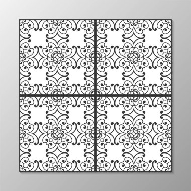 Dikişsiz soyut süs siyah-beyaz desen. Vektör çizim