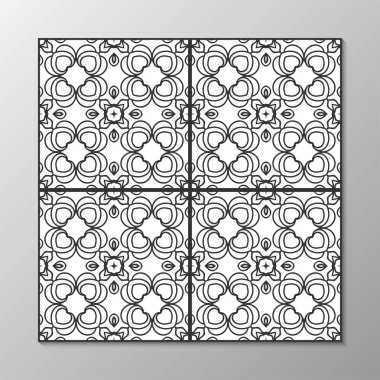 Dikişsiz soyut süs siyah-beyaz desen. Vektör çizim