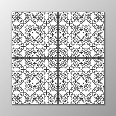 Dikişsiz soyut süs siyah-beyaz desen. Vektör çizim