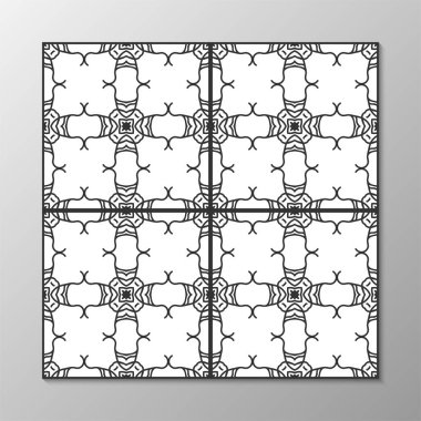 Dikişsiz soyut süs siyah-beyaz desen. Vektör çizim