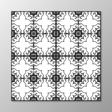 Dikişsiz soyut süs siyah-beyaz desen. Vektör çizim