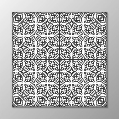 Dikişsiz soyut süs siyah-beyaz desen. Vektör çizim