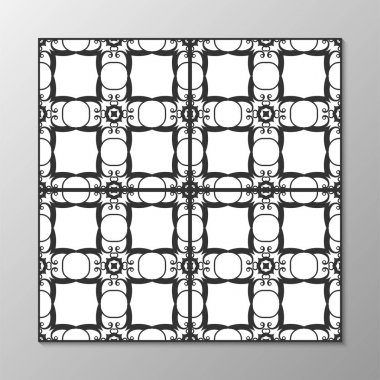 Dikişsiz soyut süs siyah-beyaz desen. Vektör çizim