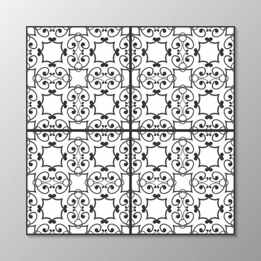 Dikişsiz soyut süs siyah-beyaz desen. Vektör çizim