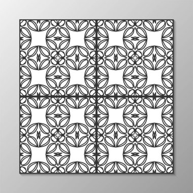 Dikişsiz soyut süs siyah-beyaz desen. Vektör çizim