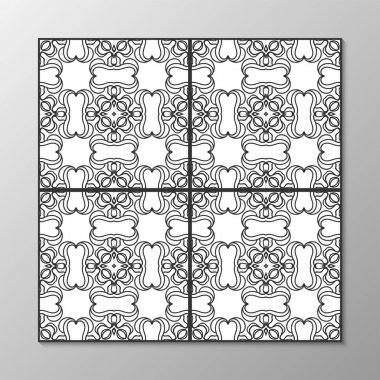 Dikişsiz soyut süs siyah-beyaz desen. Vektör çizim