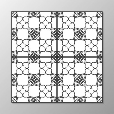 Dikişsiz soyut süs siyah-beyaz desen. Vektör çizim