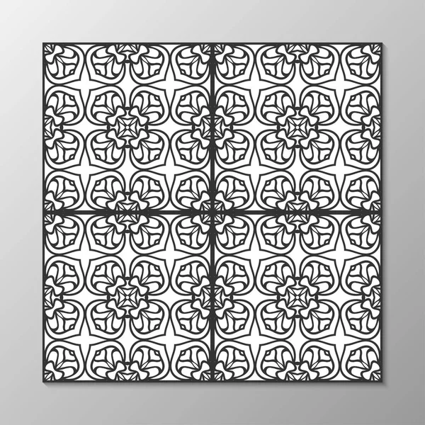 Dikişsiz soyut süs siyah-beyaz desen. Vektör çizim