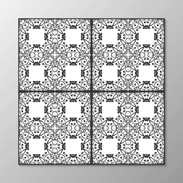 Dikişsiz soyut süs siyah-beyaz desen. Vektör çizim