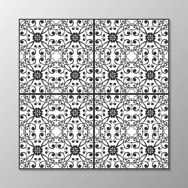 Dikişsiz soyut süs siyah-beyaz desen. Vektör çizim