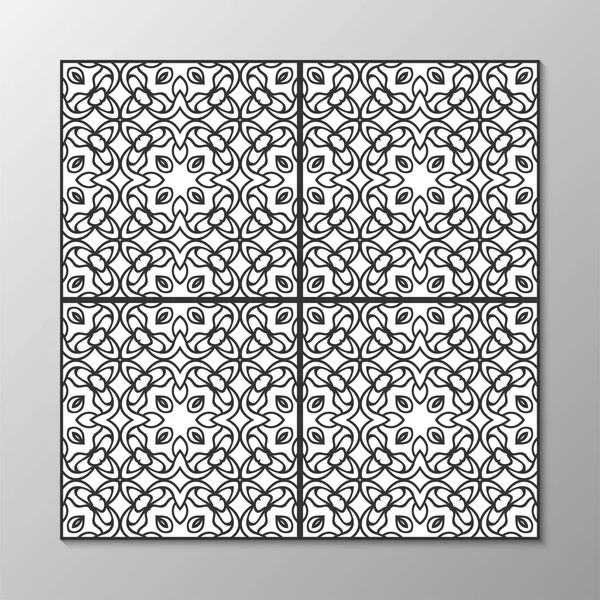 Dikişsiz soyut süs siyah-beyaz desen. Vektör çizim