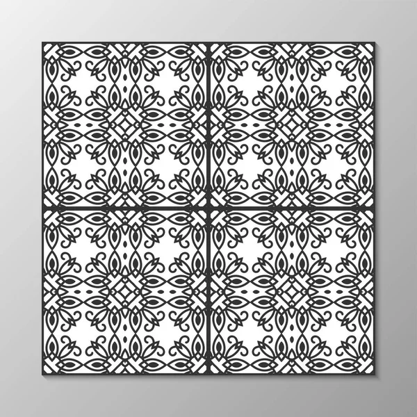 Padrão ornamental preto e branco abstrato sem costura. Ilustração vetorial —  Vetores de Stock