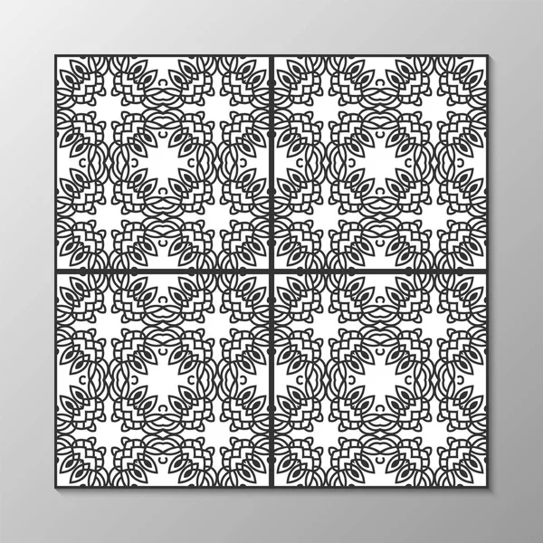 Dikişsiz soyut süs siyah-beyaz desen. Vektör çizim