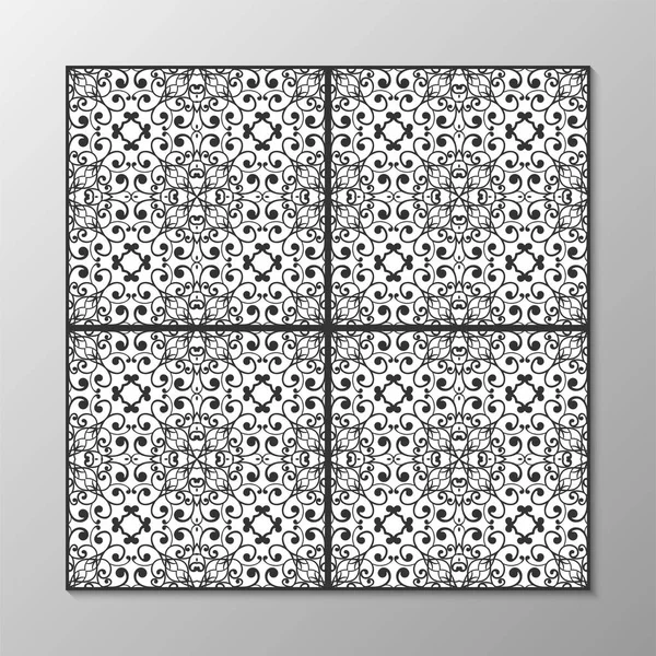 Dikişsiz soyut süs siyah-beyaz desen. Vektör çizim