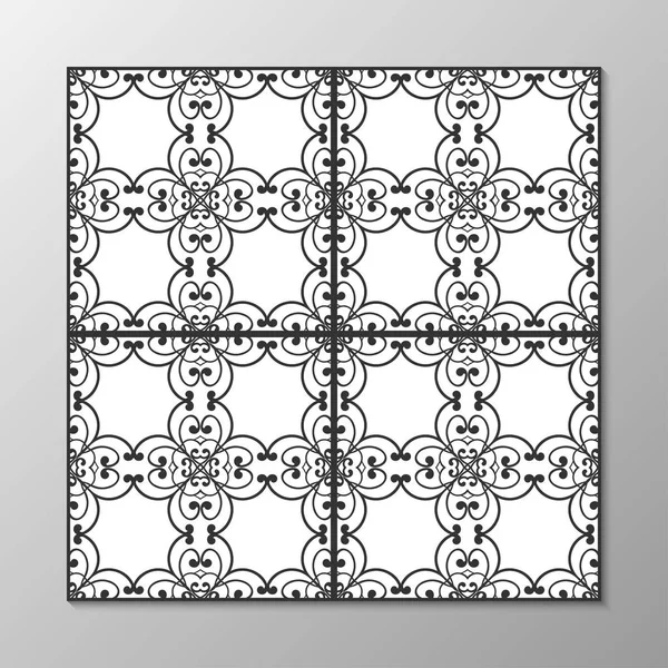 Dikişsiz soyut süs siyah-beyaz desen. Vektör çizim
