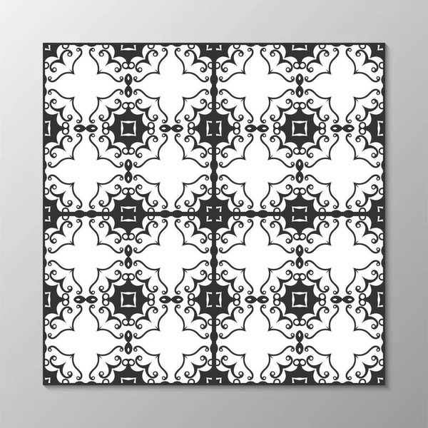 Dikişsiz soyut süs siyah-beyaz desen. Vektör çizim