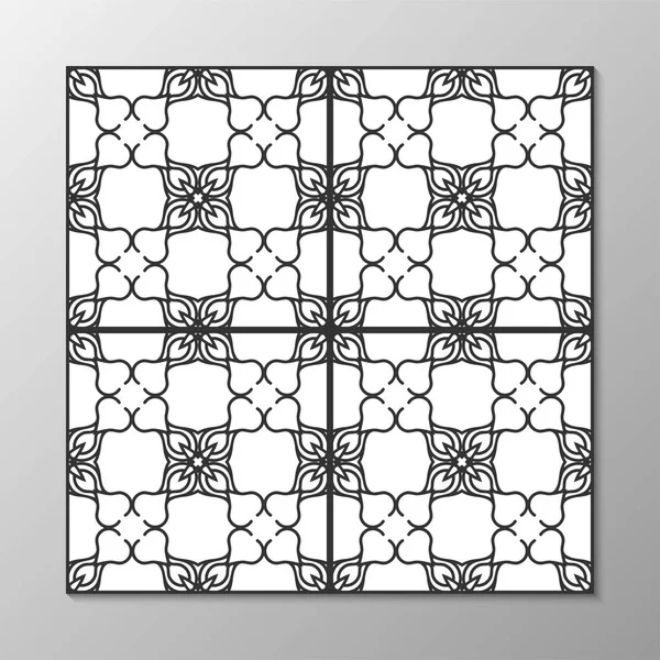 Dikişsiz soyut süs siyah-beyaz desen. Vektör çizim