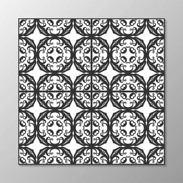 Padrão ornamental preto e branco abstrato sem costura. Ilustração vetorial — Vetor de Stock