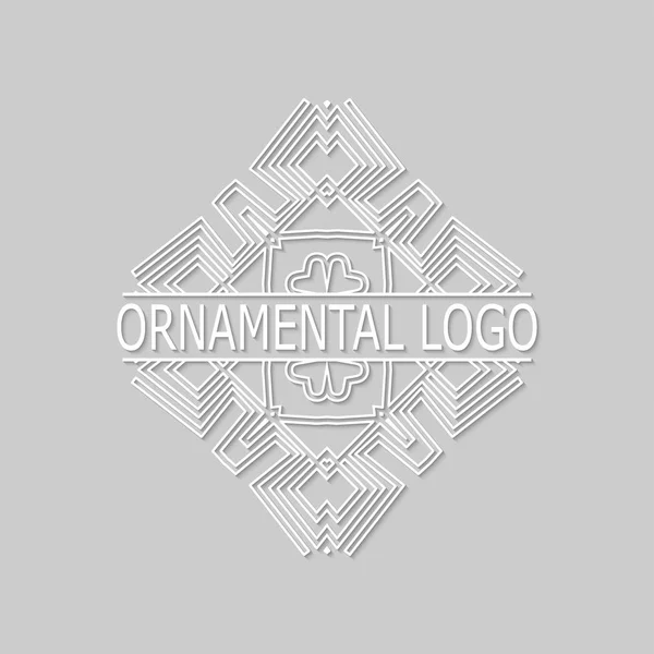 Vintage blanco geométrico lineal 3d vector marco, etiqueta para su logotipo. Ilustración vectorial — Archivo Imágenes Vectoriales