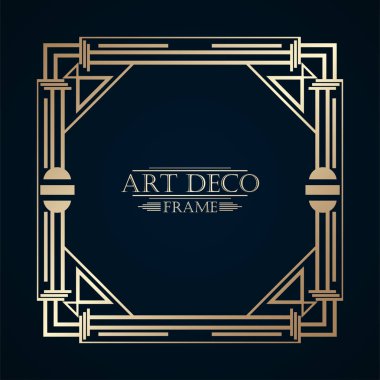 Vintage retro art deco çerçeve metin ve altın gradyan. Tasarım şablonu. Vektör çizim eps 10