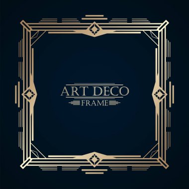 Vintage retro art deco çerçeve metin ve altın gradyan. Tasarım şablonu. Vektör çizim eps 10