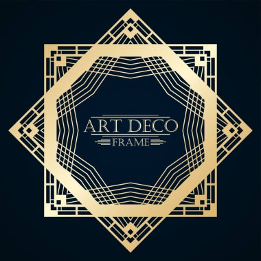 Vintage retro art deco çerçeve metin ve altın gradyan. Tasarım şablonu. Vektör çizim eps 10
