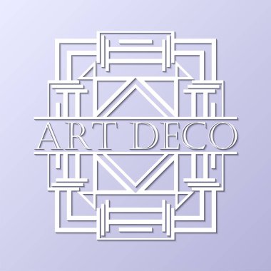 Vintage retro beyaz art deco çerçeve metin üzerinde gri mavi arka plan ile. Tasarım şablonu. Vektör çizim eps10