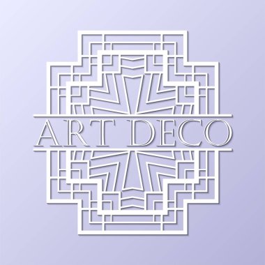 Vintage retro beyaz art deco çerçeve metin üzerinde gri mavi arka plan ile. Tasarım şablonu. Vektör çizim eps10