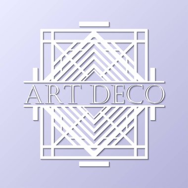 Vintage retro beyaz art deco çerçeve metin üzerinde gri mavi arka plan ile. Tasarım şablonu. Vektör çizim eps10