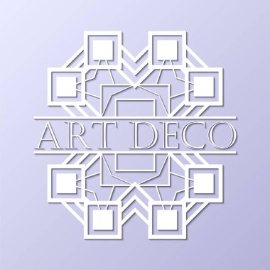 Vintage retro beyaz art deco çerçeve metin üzerinde gri mavi arka plan ile. Tasarım şablonu. Vektör çizim eps10