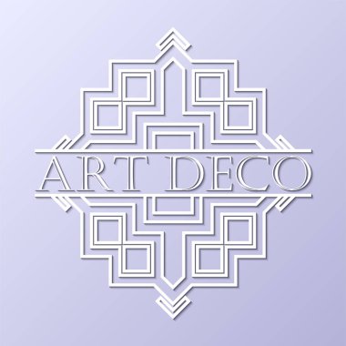 Vintage retro beyaz art deco çerçeve metin üzerinde gri mavi arka plan ile. Tasarım şablonu. Vektör çizim eps10