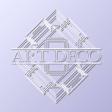 Vintage retro beyaz art deco çerçeve metin üzerinde gri mavi arka plan ile. Tasarım şablonu. Vektör çizim eps10