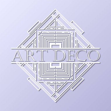 Vintage retro beyaz art deco çerçeve metin üzerinde gri mavi arka plan ile. Tasarım şablonu. Vektör çizim eps10