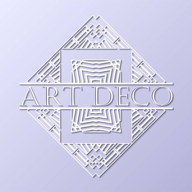 Vintage retro beyaz art deco çerçeve metin üzerinde gri mavi arka plan ile. Tasarım şablonu. Vektör çizim eps10