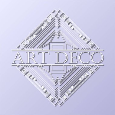 Vintage retro beyaz art deco çerçeve metin üzerinde gri mavi arka plan ile. Tasarım şablonu. Vektör çizim eps10